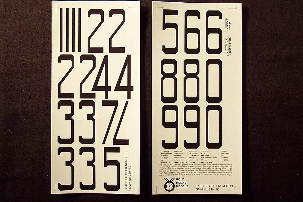 1/350 Gold Medal WW2 USN CARRIER DECALS (1/350 SCALE)