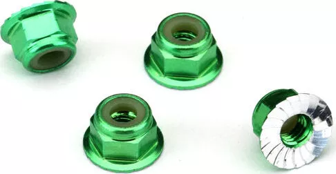 1747G 4mm Flanged Nuts Green (4)