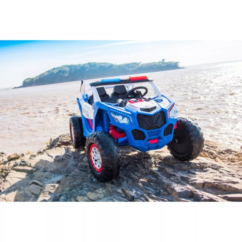24V Storm Police UTV 4X4 2 Seater Kids Ride On Car with Remote Control Blue