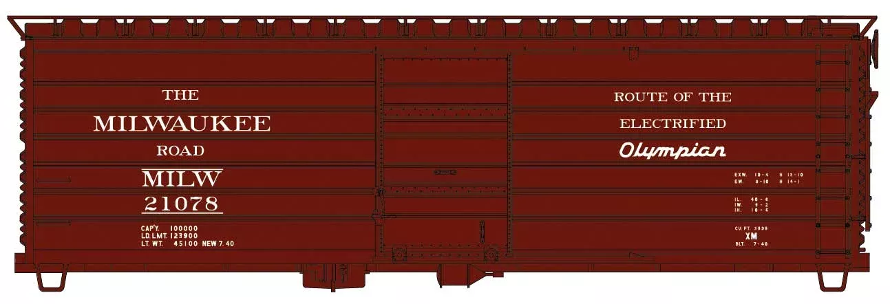 Accurail 3992 HO Scale 40′ Rib Side Boxcar Kit Milwaukee Road MILW