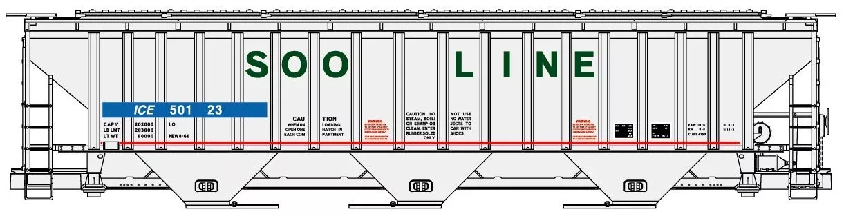 Accurail 81571 HO Scale 4750 Covered Hopper Kit 3 ICE Ex-SOO Line