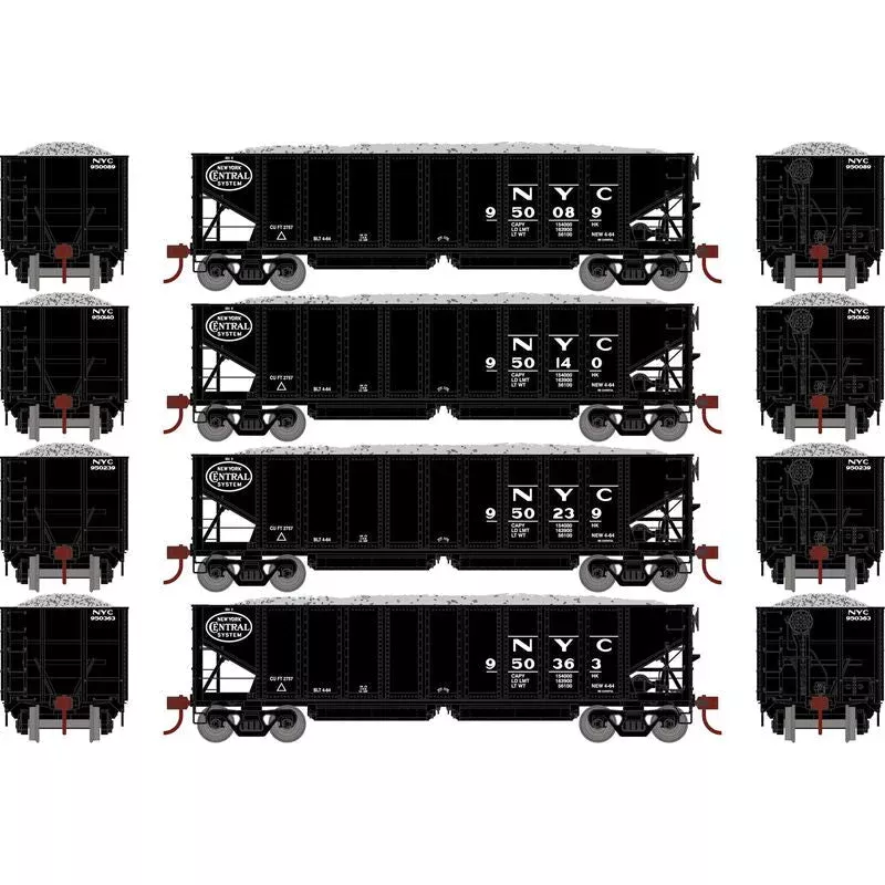 Athearn 7643 HO, 40' Outside Braced Ballast Hopper, 4-Pack, NYC