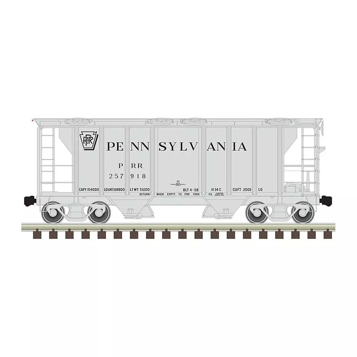 Atlas Trainman 20006567 Ho Ps-2 Cvd Hopper Prr 257869