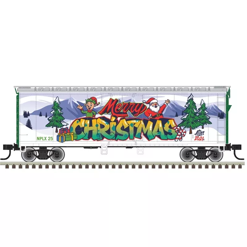Atlas Trainman 20006767 Ho 40’Pg Boxcar Christmas Special Nplx25