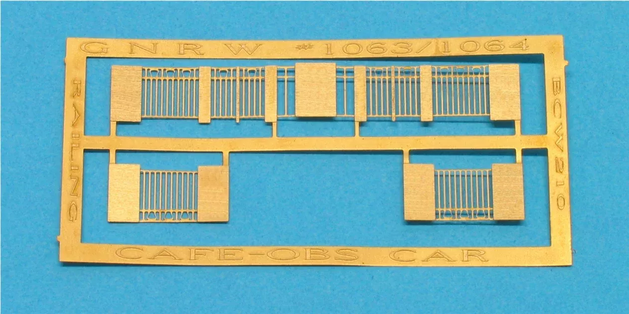 Bethlehem Car Works KitBits 505 HO Scale Brass GN Cafe Obs End Railings