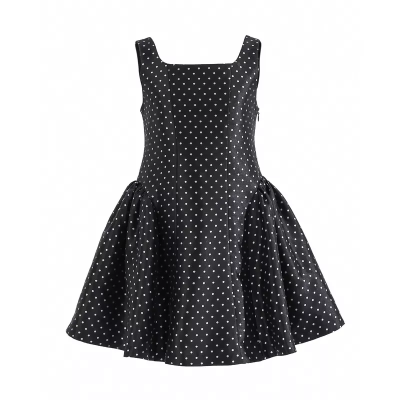 Black Vivienne Polka Dot Dress Black