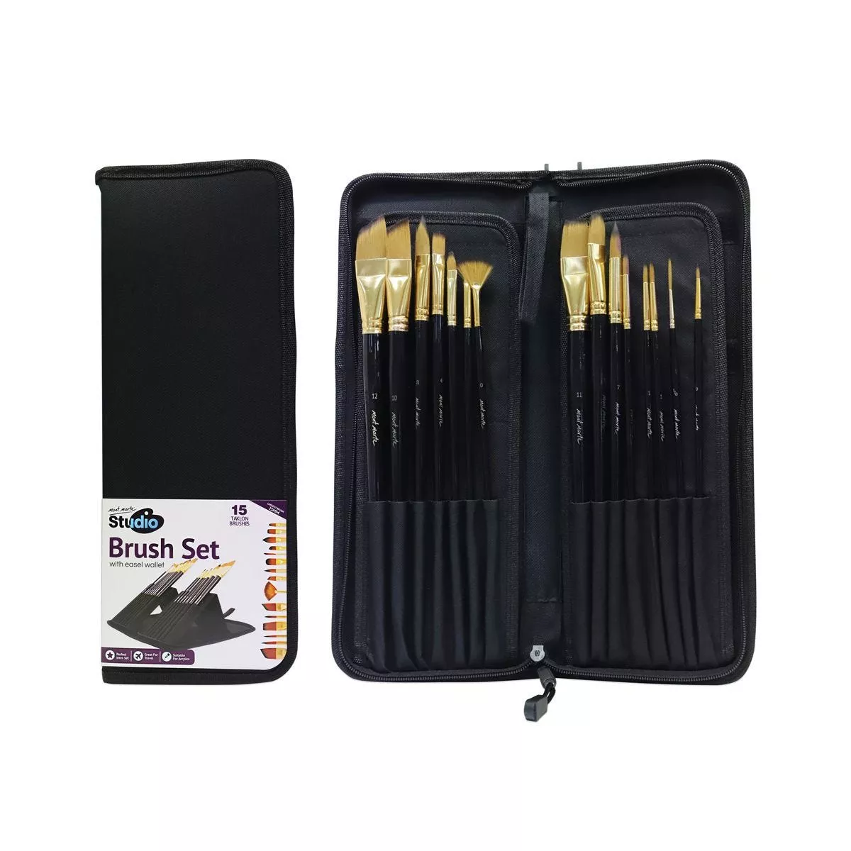 BMSS0100 Studio Brush Set in Easel Wallet 15pce