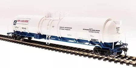 Broadway Limited 6311 HO Scale High-Capacity Cryogenic Tank Car 2-Pack – Ready to Run — Air Liquide (white, blue, red)