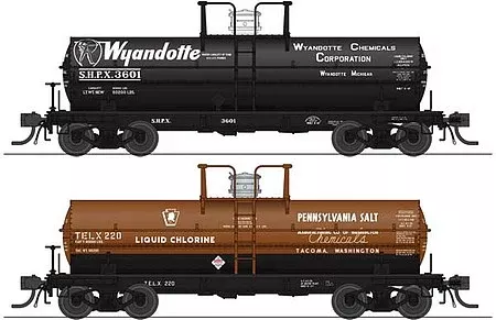 Broadway Limited 6472 HO Scale 6000-Gallon Tank Car 2-Pack – Ready to Run — Variety Set C: Wyandotte 3601, Penn Salt 220 (Early ’50s Schemes)