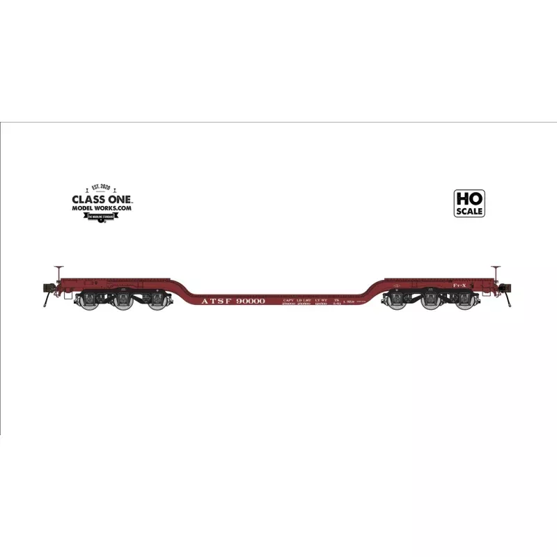 Class One Model Works 200 HO, Heavy Duty Flat Car, ATSF, 90000
