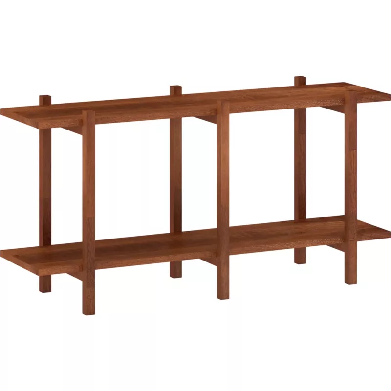 Costway 2-Tier Rubberwood Low Horizontal Bookshelf Display Bookcase 62703101 New