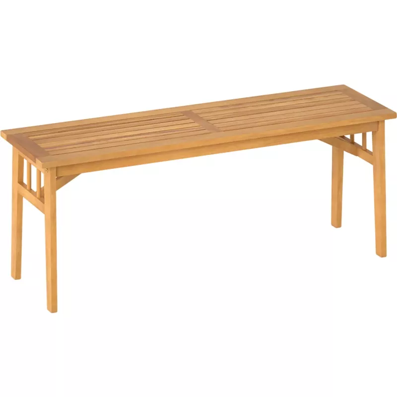 Costway 48″ Acacia Wood Outdoor Park Bench Slat Seat 30305138 New