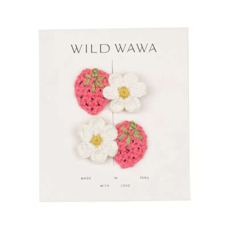 Crochet Clip Set in Strawberry Daisy