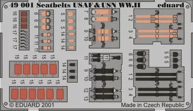 Eduard 49001 Photo-Etched USAF & USN WWII Seatbelts (Painted) for 1/48 Aircraft