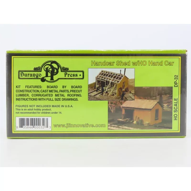 HO 1/87 Scale Durango Press Kit DP-32 Handcar Shed w/ Hand Car - SEALED