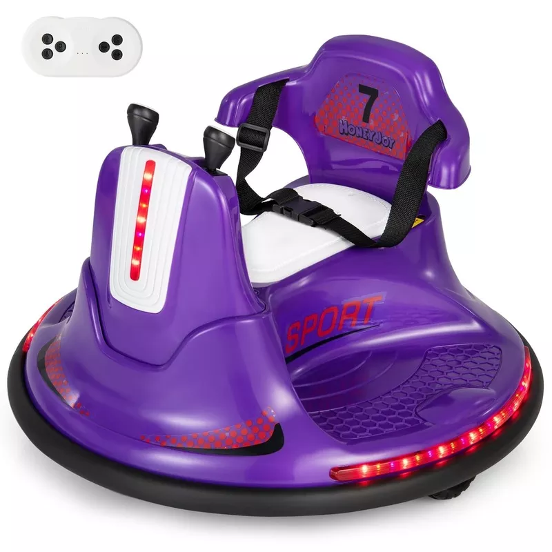 HONEY JOY 12V Purple Bumper Car for Toddlers Ages 1-3, Dimensions 26 x 18.7