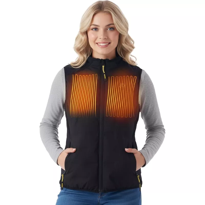 InoKraft Heated Vest for Women Lightweight Quilted Rechargeable Heated Vest with Battery Pack Black
