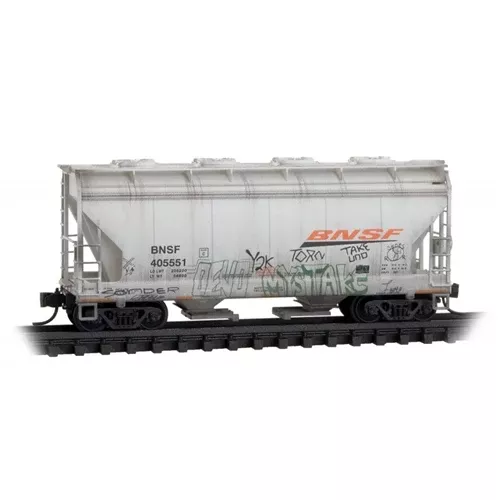 Micro-trains 092 44 283 N Scale ACF 39' 2-Bay Center-Flow Covered Hopper BNSF 405551 Weathered