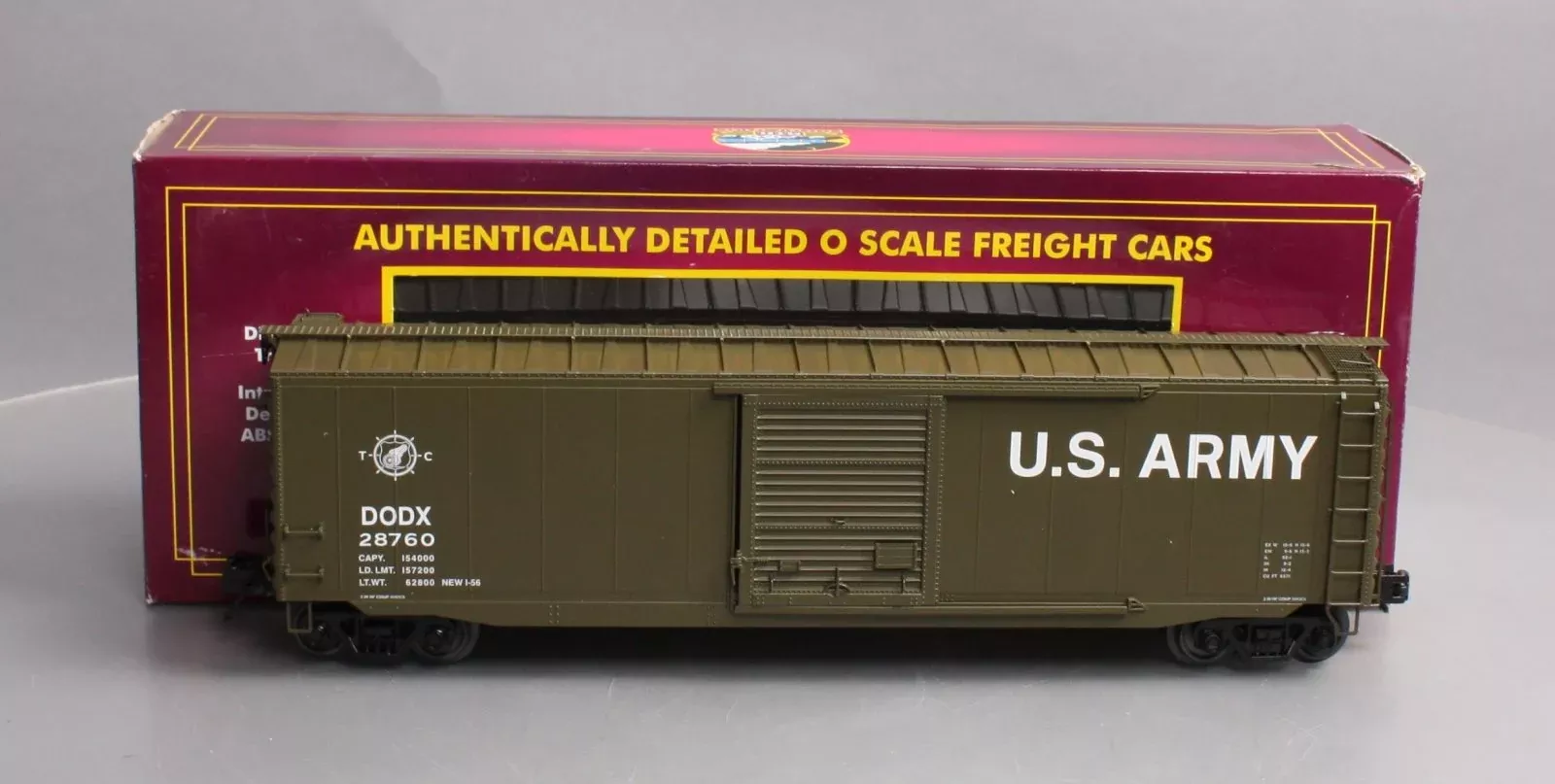 MTH 20-93898 O U.S. Army Premier 50′ Ps-1 Box Car w/Pullman Standard Door #28760