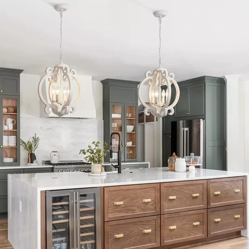 Oval Wooden Rustic Dining Room Chandelier