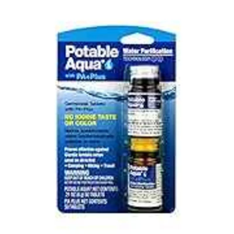 Potable Aqua Water Purification Tablets with PA Plus, Two 50ct Bottles