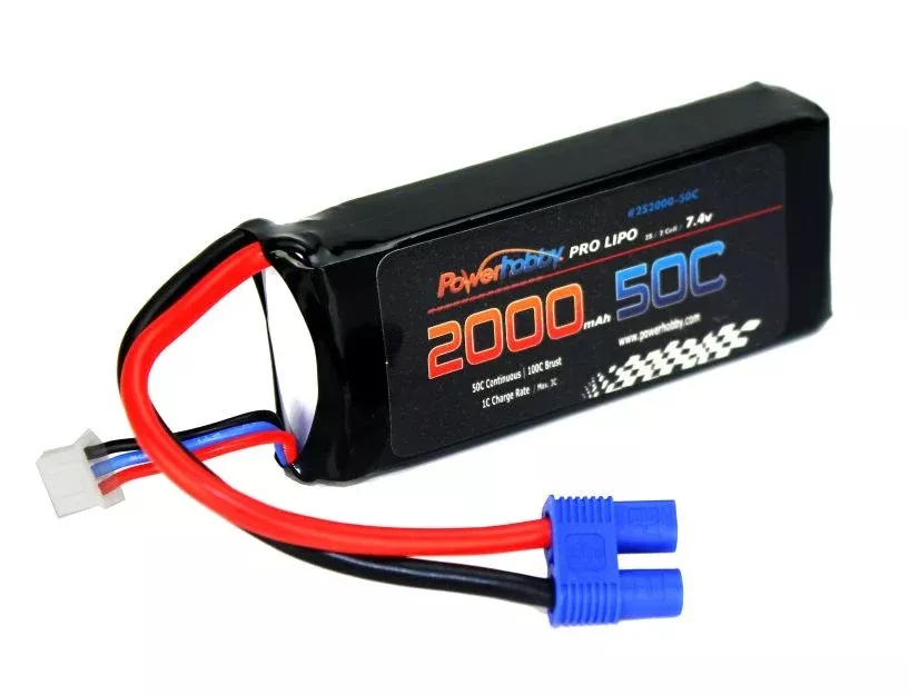 Powerhobby 2S 7.4V 2000mAh 50C Lipo Battery Pack with EC3 Plug