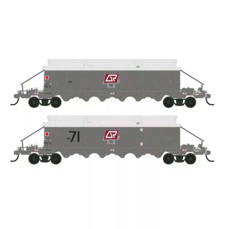 QR - VGK308 12mm VGKM Southern Rail : QR WHEAT HOPPER 4 CAR HOPPER SET with 12 mm BOGIES., *