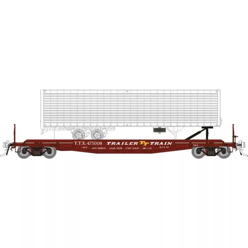 Rapido 138017A - 2 HO, 50' Flat Car, TTX, 475062, 40' Trailer