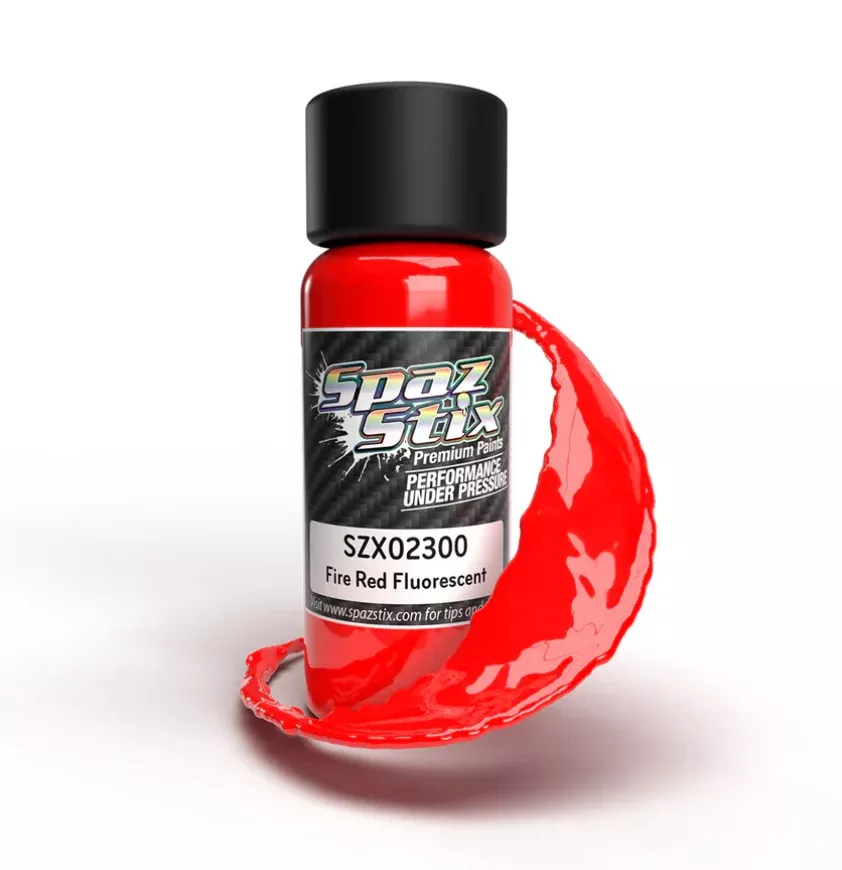 Spaz Stix 02300 Fire Red Fluorescent Airbrush Ready Paint