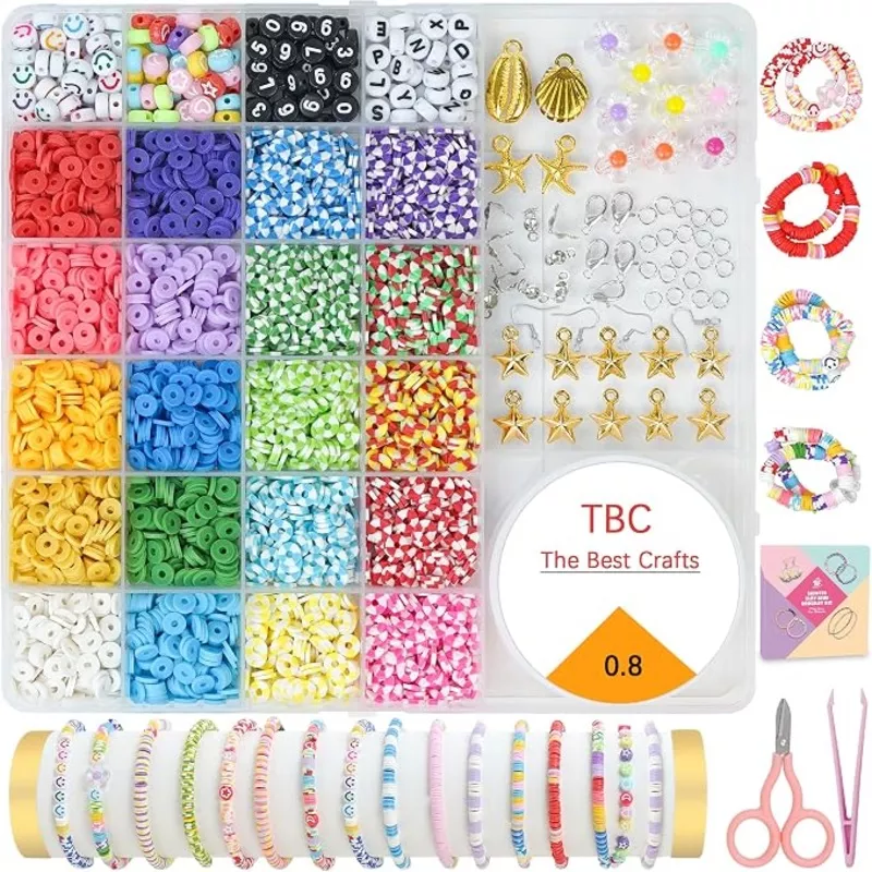TBC The Best Crafts 4000+ Candy-Scented Clay Beads Bracelet-Making KitDIY Jewellery Accessories