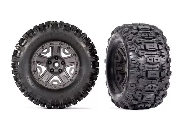 Traxxas 9072 Sledgehammer Tires on Charcoal Gray 2.8 Wheels for Hoss