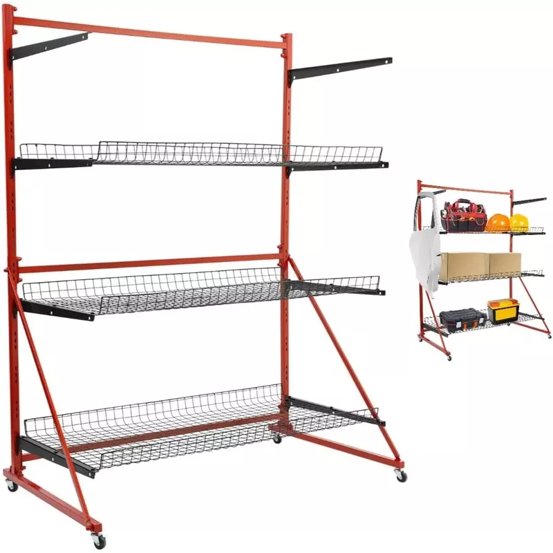 TTeralmon 3 Shelf Universal Auto Body Rolling Parts Storage Rack J-J-F-T-B-H