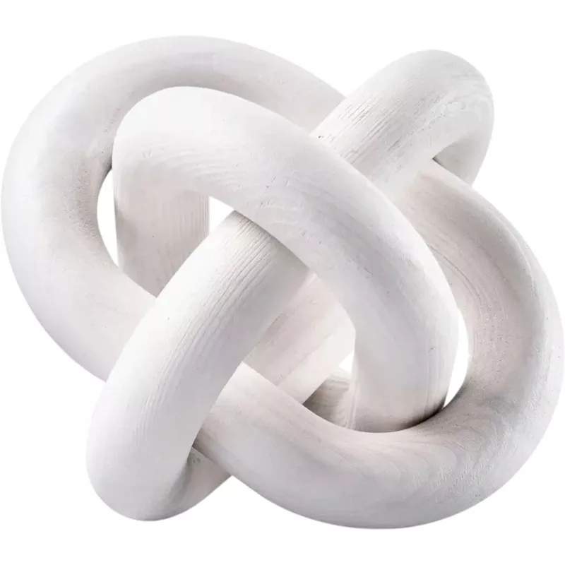 Vevor Decorative Object Wooden Chain Link Decor 3-Link Hand-Carved White New