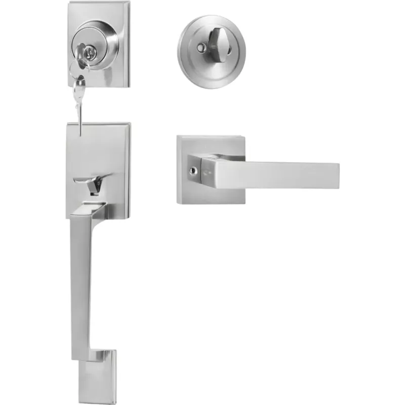 Vevor Front Door Handle and Deadbolt Set Square Entry Lever Satin Nickel New