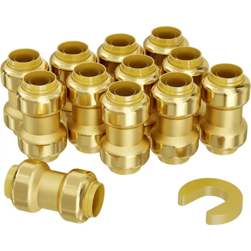 Vevor Pipe Fittings 3/4″ Straight Push-Fit Brass Connectors 12-Piece Set New