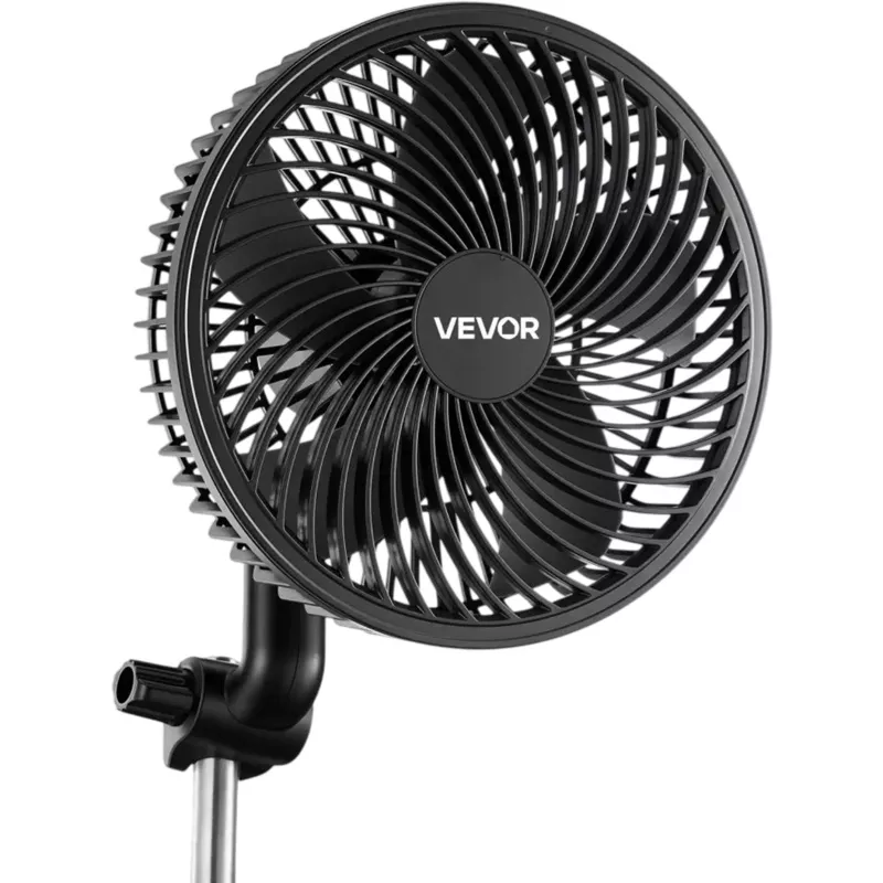 Vevor Plant Fan Grow Tent Clip-On Oscillating Rechargeable USB 6″ Black New