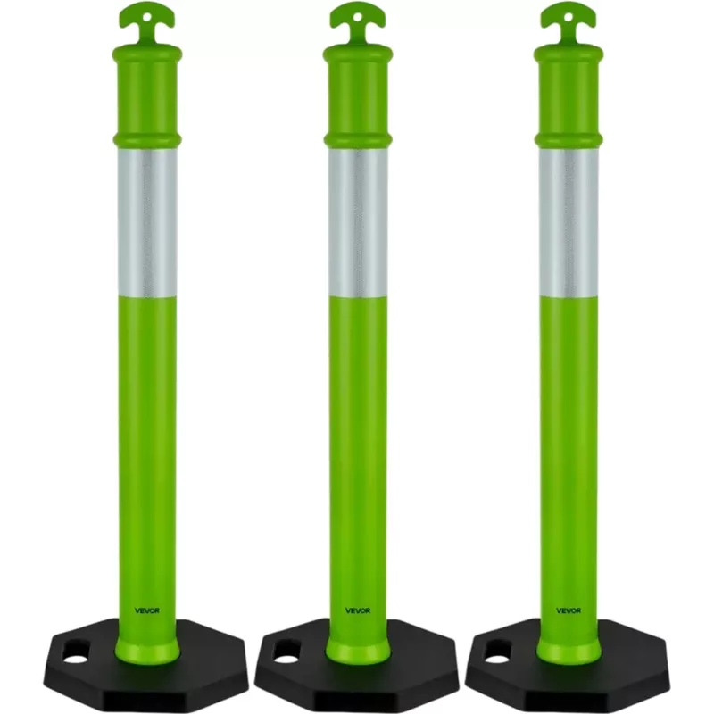 Vevor Traffic Delineator Posts 48″ Weighted Base 3-Pack Green New