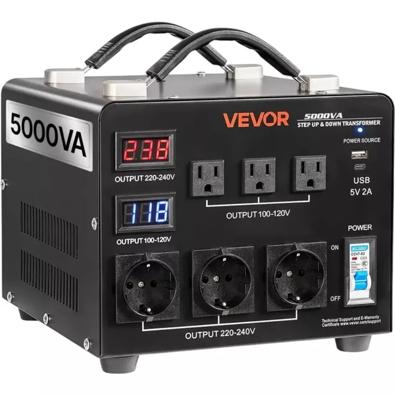 Vevor Voltage Converter Transformer 5000VA Step Up/Down 110V to 220V and 220V to 110V New