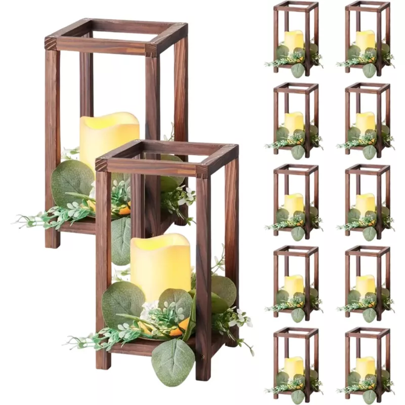 Vevor Wood Lantern Set Wedding Centerpiece Brown 36 Pcs New