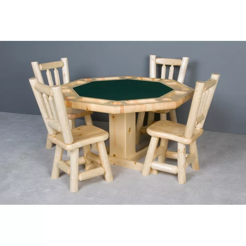Viking Log Poker Table with Reversible Top – 53″ Octagon Clear