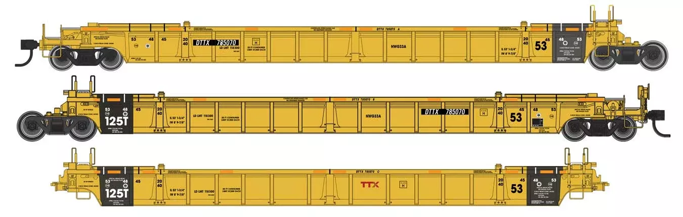 Walthers Mainline 910-55811 NSC Articulated 3-Unit 53' Well Car TTX DTTX 785715