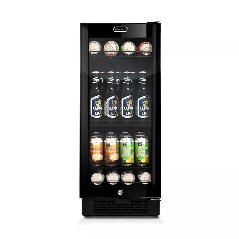 Whynter BBR-801BG 15″ Built-In Black Glass Beverage Refrigerator – 128-Can, 3.0 cu ft
