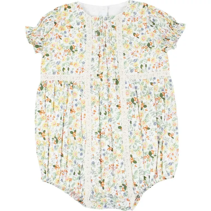 Yellow Floral Bubble Romper Yellow Multi
